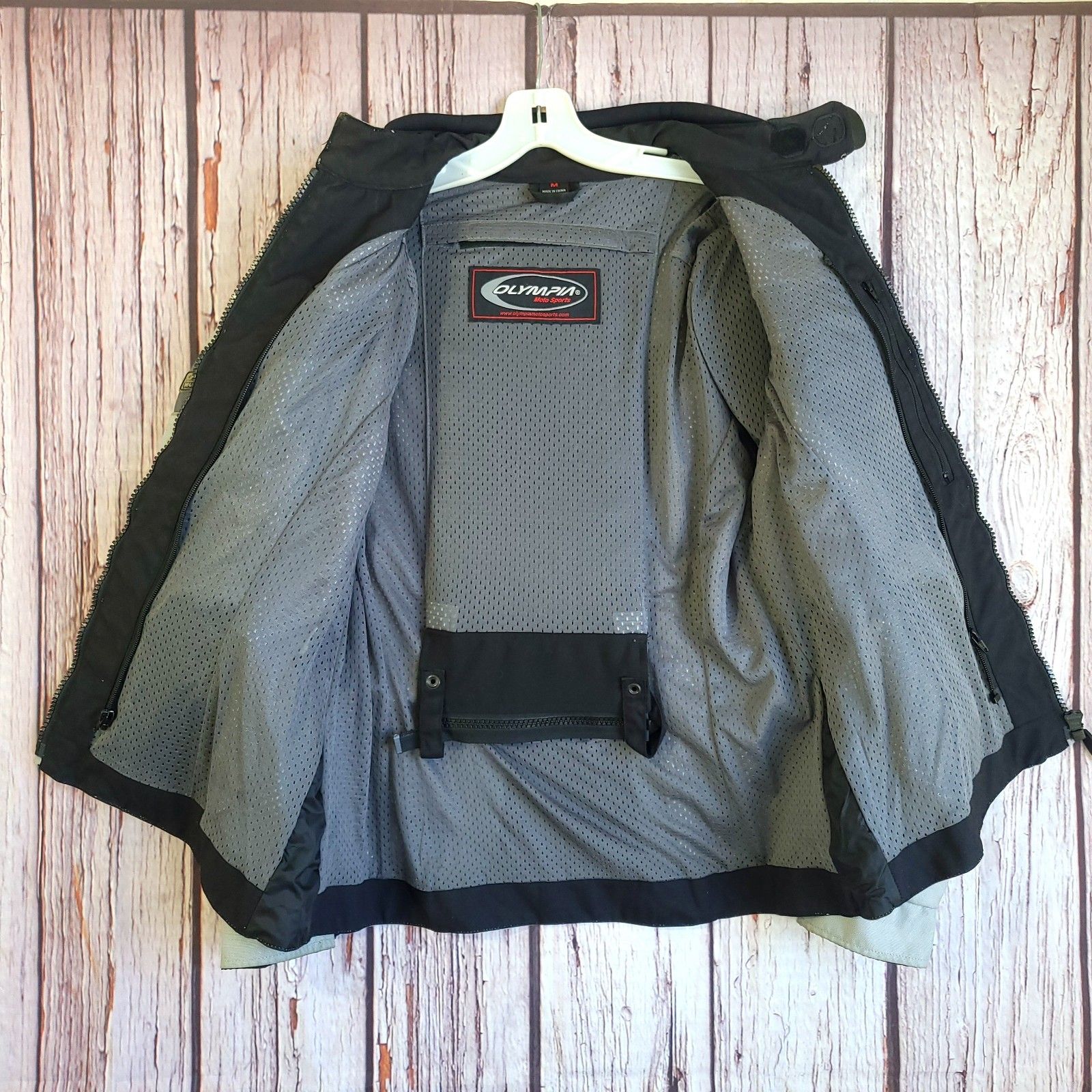 Olympia Mens Moto Sports Medium Motorcycle Jacket Armor Gray — image 3 of 6
